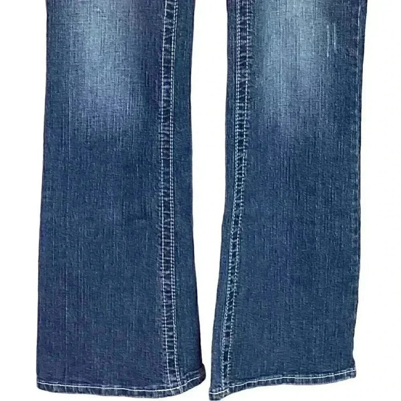 Ariya Women 9/10 Bootcut Jeans Blue Stretch Low Rise Western Button Flap Pockets - Picture 5 of 10